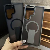 Étui de charge magnétique sans fil pour Samsung Galaxy S25 S23 Ultra S24 Plus FE avec support pliable et finition mate