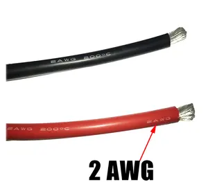 Silikon kabel Quadrat Hochwertiges verzinntes Kupfer 35mm 2AWG in Rot oder Schwarz Heizung Isolierter Kupferdraht Rohs Strande dc Wire