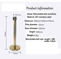 201 acier inoxydable signe cadre sol support rétractable ceinture 2M support barrière foule banque file d'attente ligne poste de contrôle file d'attente barrière