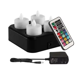 Flameless Rechargeable Tealight Cordless Modern Led Candle Light Set 4pcs With Inductive Charging Base