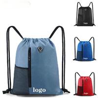 Sac à dos de sport personnalisé en gros avec cordon de serrage, léger, imperméable, en polyester, pour le rangement des vêtements, sac de plage en maille