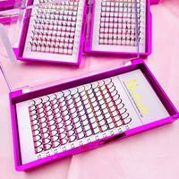Extensions de cils individuelles personnalisées pour fêtes de Noël, mariages, fées, extensions de cils colorées, pointes scintillantes, éventails pré-faits, faux cils