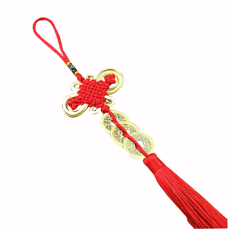 Chinese Knot Five Emperors Money Pendant Lucky Chinese Knot Coins Mascot Handmade For Home Car Hanging Tassel Decoration