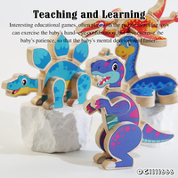 Mainan edukasi 3d dinosaurus plastik, mainan edukasi 3d blok bangunan Jigsaw Puzzle Kit perakitan untuk anak-anak usia 8 tahun tema dinosaurus