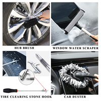 Kit de 23 Piezas de Herramientas de Limpieza para Autos, Plástico, para Interiores y Exteriores, Toallas para Neumáticos, Cepillo para Taladro, Raspador de Ventanas, Multiusos, para Detallado de Autos