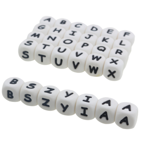 Vente en gros de bracelets porte-clés arc-en-ciel pour bébés, perles en silicone de qualité alimentaire sans BPA, lettres pour la dentition, alphabet - Product Image 2