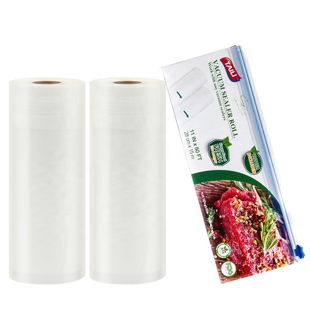 Commercial Grade 2-Pack Vacuum Sealer Rolls 11inx50ft with Cutter Box Heavy Duty Embossed Food Storage Bags