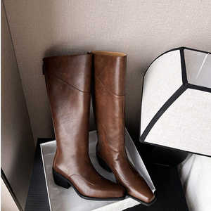 Botas de mujer de cuero genuino de alta calidad, a la moda, impermeables, para exteriores, hasta la rodilla, botas largas por encima de la rodilla. - Product Image 2