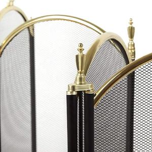 גדול זהב אח מסך 4 פנל מצועצע יצוק ברזל שחור מתכת אש מקום עומד שער דקורטיבי רשת מוצק תינוק בטוח - Product Image 3
