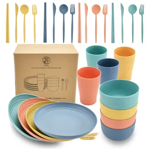 OEM/ODM offre spéciale réutilisable sans BPA biodégradable écologique en plastique paille de blé <span class=keywords><strong>vaisselle</strong></span> assiette bol tasse ensemble de <span class=keywords><strong>vaisselle</strong></span> - Product Image 1