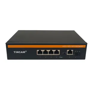 TiNCAM Gigabit Poe Switch 4*Poe+1*Uplink+1*Gigabit SFP Ethernet Fiber Switch To The Home IEEE802.3AT/AF Enterprise Switch