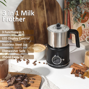 <span class=keywords><strong>Mousseur</strong></span> à <span class=keywords><strong>lait</strong></span> électrique automatique rétro avec commande à levier, en acier inoxydable, détachable, 3 en 1, avec affichage LED - Product Image 2