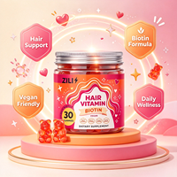 Gummies véganes à la biotine sous marque blanche pour la santé des cheveux, enrichies en vitamines C et E pour des cheveux forts et brillants, MOQ 50 boîtes