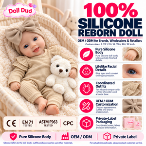 Poupée Reborn en Silicone Intégral de 18 Pouces Personnalisée DollDuo, Combinaison Côtelée Marron, Bandeau Nœud, Cadeau de Noël Réaliste OEM ODM - Product Image 1