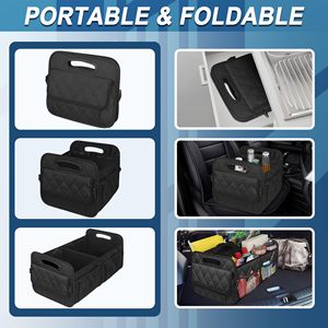 Organisateur de coffre de voiture pliable multifonctionnel avec 6 poches, en polyester imperméable, pour voiture/SUV - Product Image 3