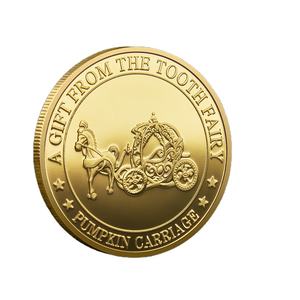 Prezzo di fabbrica fatina dei denti monete d'oro regalo per bambini in metallo moneta commemorativa carrozza di zucca - Product Image 1