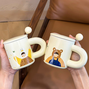 Zuo Mu Ceramic <b>Mug</b> With Lid Heat Resistant <b>Coffee</b> Cup Creative Water Cup For Gift Autumn 2023 - Product Image 4