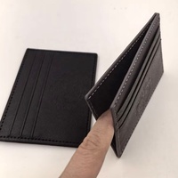 Portefeuille à cartes de style russe avec logo personnalisé, noir et gris, en similicuir, 6 emplacements, double face