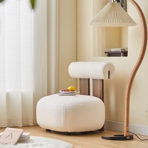 Sillón Individual Moderno Color Crema con Respaldo, Asiento Cómodo para Sala de Estar - Product Image 2