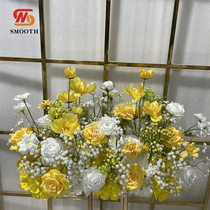 การตกแต่งโต๊ะในงานแต่งงานแบบที่ราบรื่นการจัดดอกไม้ป่าสีเหลืองดอกไม้ทางเดินทางเดิน - Product Image 3