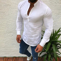 Men's Plain Cotton and Linen Casual Shirts