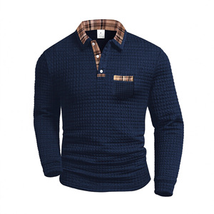 Novità 2025: <span class=keywords><strong>Polo</strong></span> da <span class=keywords><strong>Uomo</strong></span> Casual a Maniche Lunghe, Stile Sportivo Primaverile e Autunnale, in Maglia Tinta Unita con Bottoni - Product Image 4