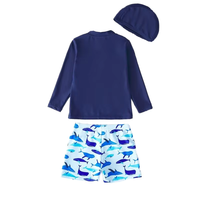 Maillot de bain UPF50 pour enfants personnalisable en gros Chemise à manches longues Pantalon court Surf Zipper Modeste Beach Suit pour garçons Animal Front Set