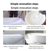 Peinture de rénovation 2K à base d'eau pour carrelage de baignoire, revêtement époxy liquide DIY pour porcelaine, peinture pour meubles pour changement de couleur de salle de bain