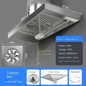 Ventilador de Cocina y Campana Extractora de Acero Inoxidable de Gran Tamaño, Montado en la Pared, con Alto Flujo de Aire (21m/min) para Uso Doméstico - Product Image 5