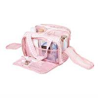 Trousse de Maquillage KONCAI OEM à Carreaux, Grande Trousse de Toilette de Voyage, Organisateur à Double Ouverture Latérale, Pochettes en Maille, Porte-Pinceaux, Étui de Maquillage
