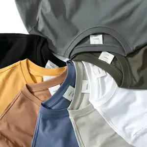 Yüksek kaliteli % 100% pamuk yaz özel LOGO baskı T-shirt erkek boş düz T shirt Premium pamuk 210gsm t shirt