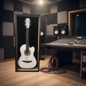 Vitrine de présentation de guitare 2026 verrouillable en bois noir avec cadre type boîte à ombre et doublure en velours, idéale pour collection de guitares et décoration intérieure - Product Image 1
