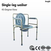 Chaise de toilette réglable en hauteur, chaise de chevet pour personnes âgées et handicapées, chaise de toilette médicale robuste avec accoudoirs
