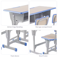Ensemble de bureau réglable en hauteur Shanfeng pour étudiants, mobilier de classe moderne avec surface HDF et bordure en PP, table et chaise