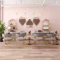 Ensemble Table et Chaise de Manucure en Gros, Mobilier de Salon, Table à Ongles Luxe Léger, Table de Maquillage pour Salon de Beauté, Vente Directe Usine OEM ODM