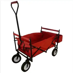 Wholesale Outdoor Beach Fold Collapsed Wagon Multi Function Collapsible Red Folding Wagon Cart With Seats For Kids