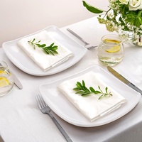 Vaisselle en mélamine personnalisée avec logo, 9,5 pouces, carrée, dîner, incassable, blanche, moderne, assiettes de service