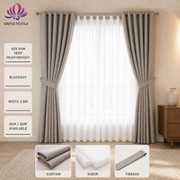 Rideaux occultants 425 GSM en jacquard tissé teint en fil, imitation lin, épais, durables, respirants, vente en gros, ensemble complet pour la maison