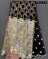 Nouvelle dentelle en velours à sequins brodée pour robe de soirée bolivienne et robe de mariée – Vente en gros