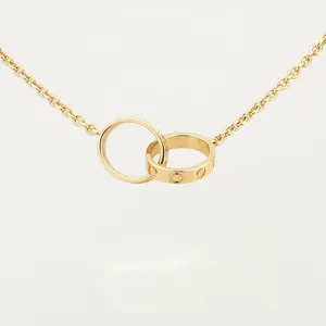 High Edition Brand Pendant Love Necklace Stainless Steel Women Girls Double Loop Charms Wedding Jewelry Collare Collier Luxury