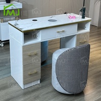 Vente en gros Mobilier de bureau moderne pour salon de manucure Dépoussiéreur léger Table à ongles en bois