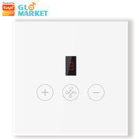 Interrupteur de ventilateur de plafond intelligent Wi-Fi Glomarket Tuya, norme européenne, en verre, tactile, avec télécommande via application, pour le contrôle de la vitesse du ventilateur électrique