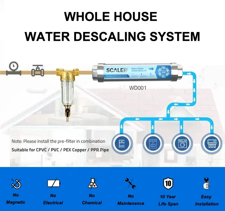 ScaleDp Physics Water Treatment Equipment DPSE Anti Scale Hard Water Conditioner Descaler System Water Purif for Manufacturers