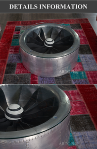 Pilot Style Living Room Glass Top Aluminum Base Conference <strong>Table</strong> Cigar bar Whiskey bar Central <strong>Table</strong> <strong>Coffee</strong> <strong>Table</strong> <strong>Circular</strong> - Product Image 4