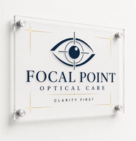 Plaque personnalisée en acrylique pour lunettes de soleil, support mural pour vitrine d'optométrie, impression UV, vente en gros usine