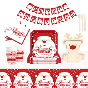 DAMAI Customized Disposable Paper <b>Plates</b> with Santa and Christmas Tree Pattern Christmas Theme Tableware <b>Set</b> Decorations - Product Image 1