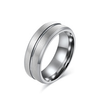 Bague pour homme en acier inoxydable de 8 mm, large, à double couche, élégante, simple, classique et polyvalente