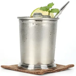 Metal Silver Cocktail Glass Cup Wholesale Bartender Mojito Drinking Moscow Mule Copper Stainless Steel Mint Julep Cups