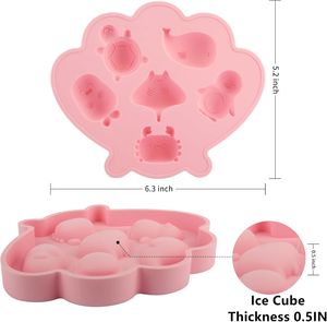 Stampo per cubetti di ghiaccio in silicone con forme di simpatiche creature marine, facile da rilasciare per preparare bevande, caffè e cioccolato - Product Image 2