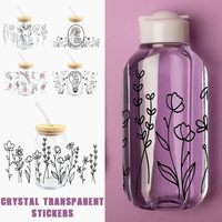 Automne thème fleur UV pour DTF tasse Wrap transfert autocollants décalcomanies étanche bricolage étiquettes pour tasses en verre automne emballage thèmes